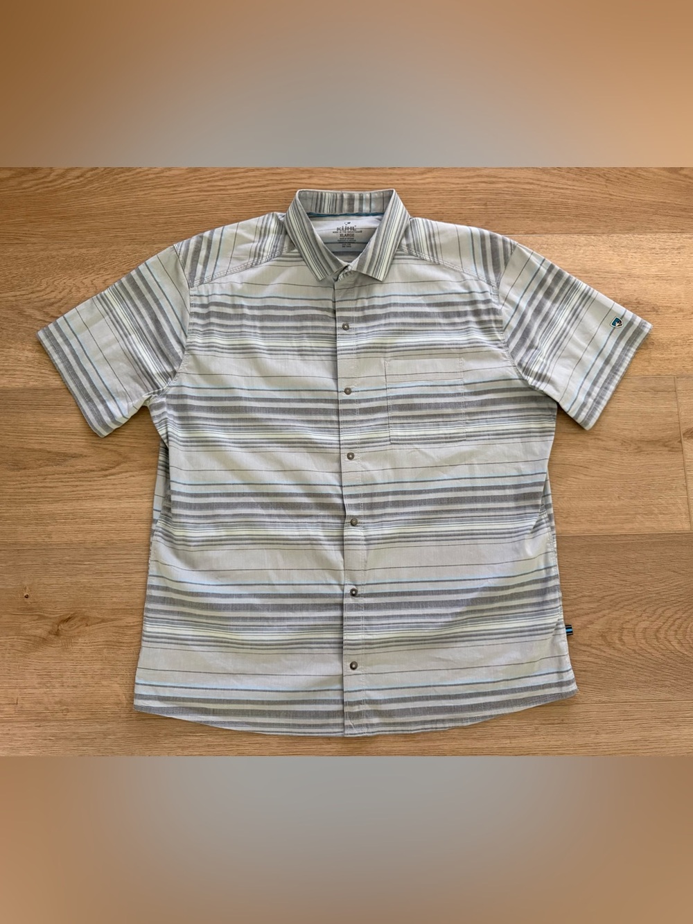 KÜHL Intriguer Men’s XL Striped Snap Front Shirt Ivory Twist